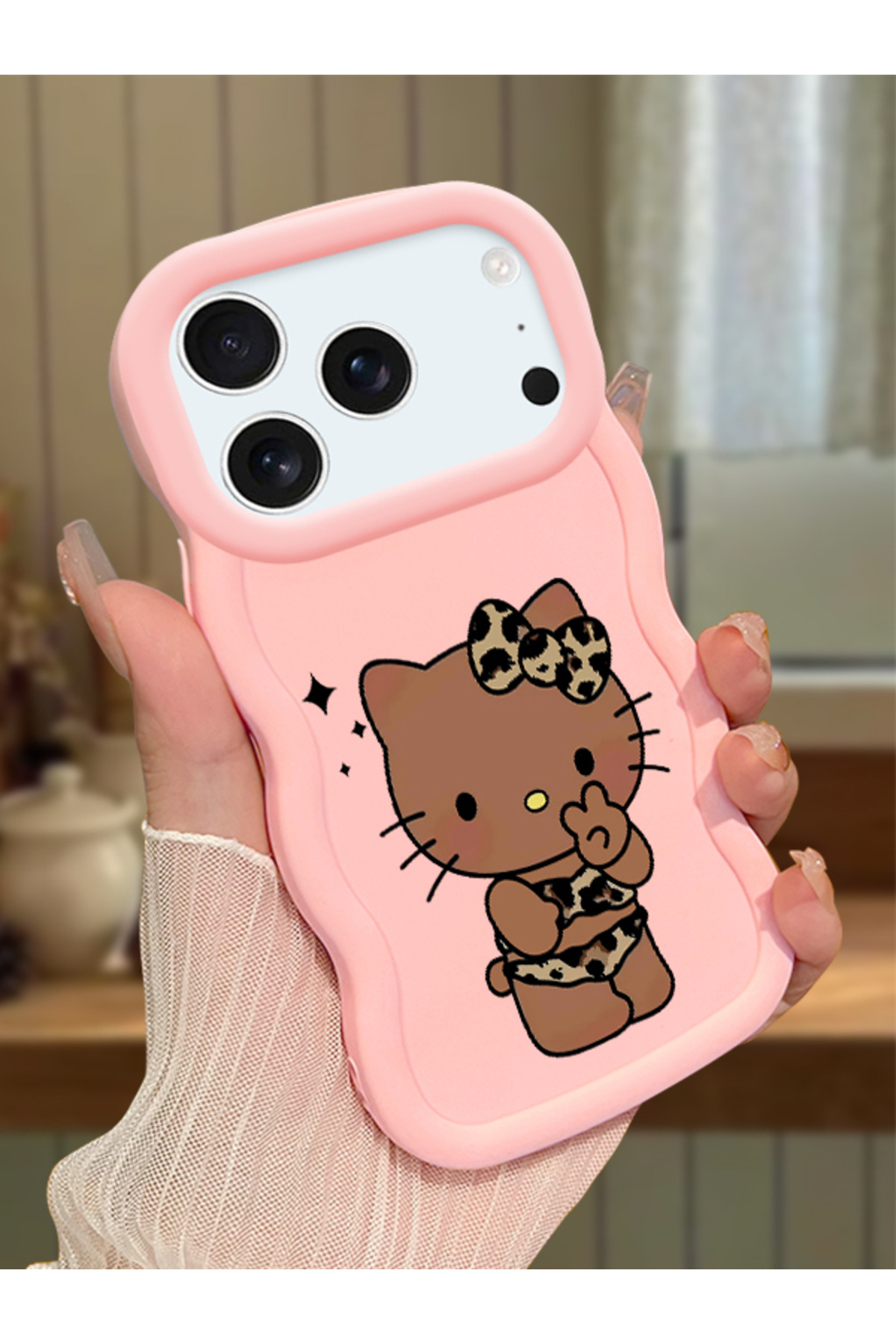 iPhone 17 Pro Max Compatible Case Camera Protector Pink Silicone Couple Phone Case Kitty Pattern