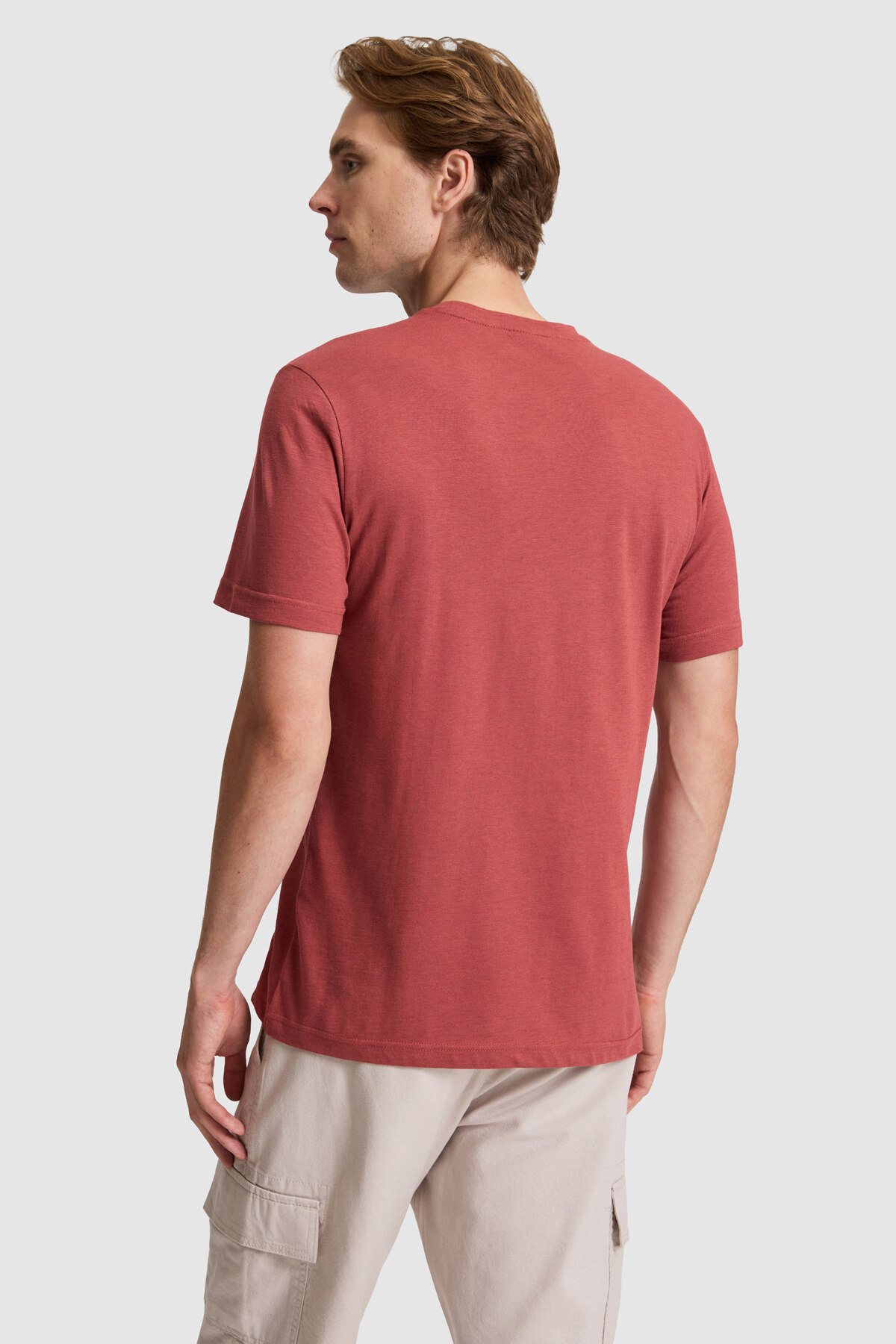 U.S. Polo Assn. Erkek Vişne Regular Fit Bisiklet Yaka Tişört 50327159-VR223 görsel 5