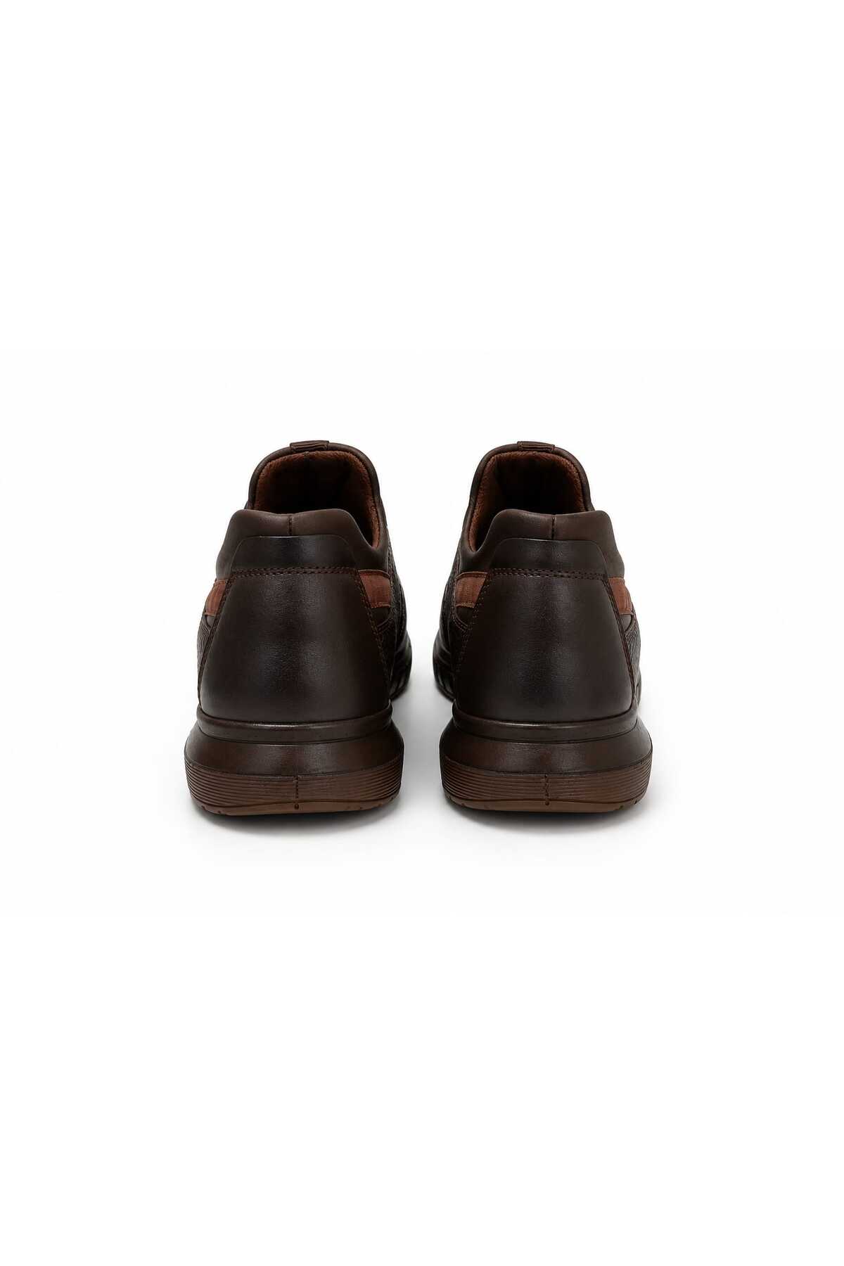 KİNGLE Premium Erkek Suni Deri Casual Sneaker, Kahverengi Konforlu Günlük Ayakkabı görsel 3