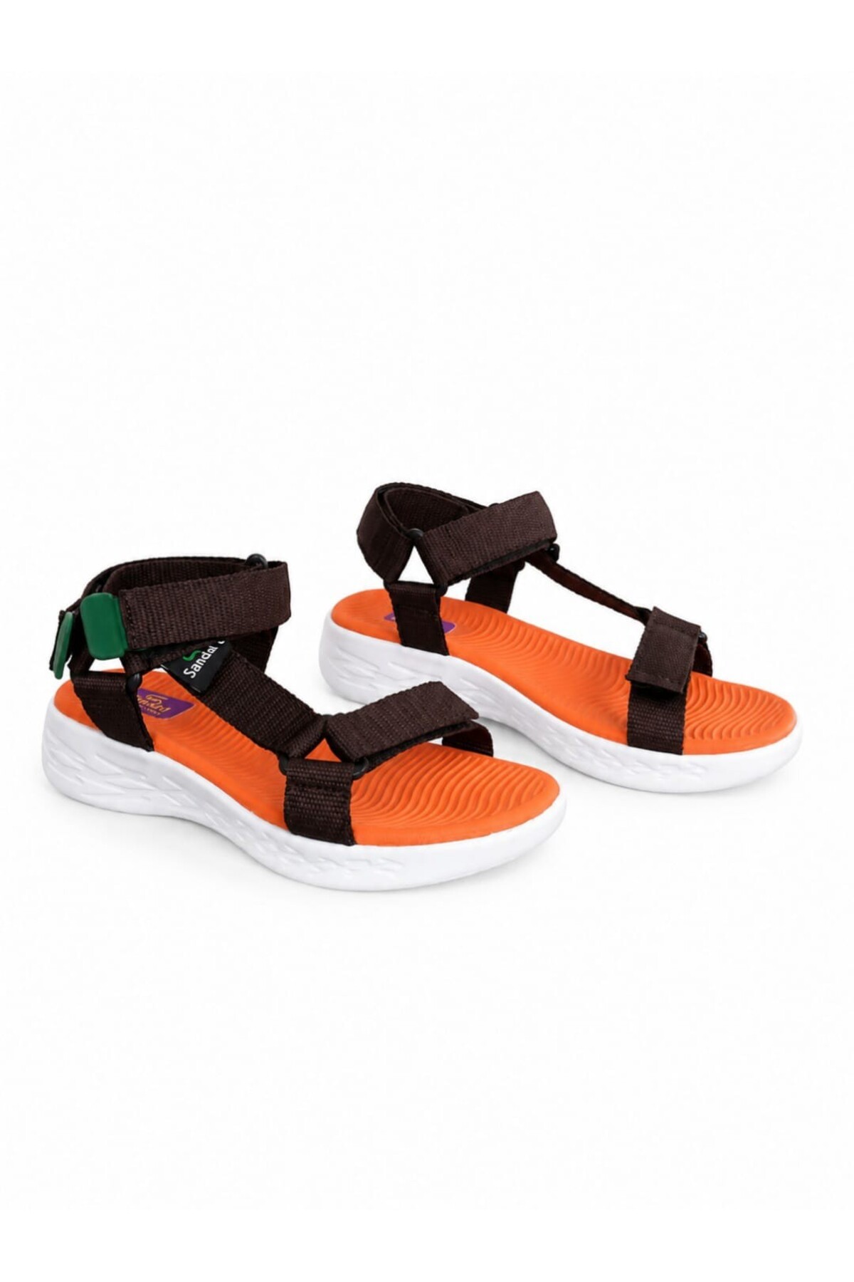 Women's Short Heel Casual Sports Sandals with Comfortable Sole Velcro SS001-0158 Bitter Coffee