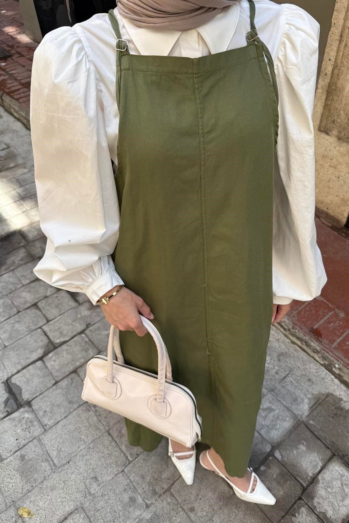 lamelif Gabardin Tesettür Jile Haki görsel 3