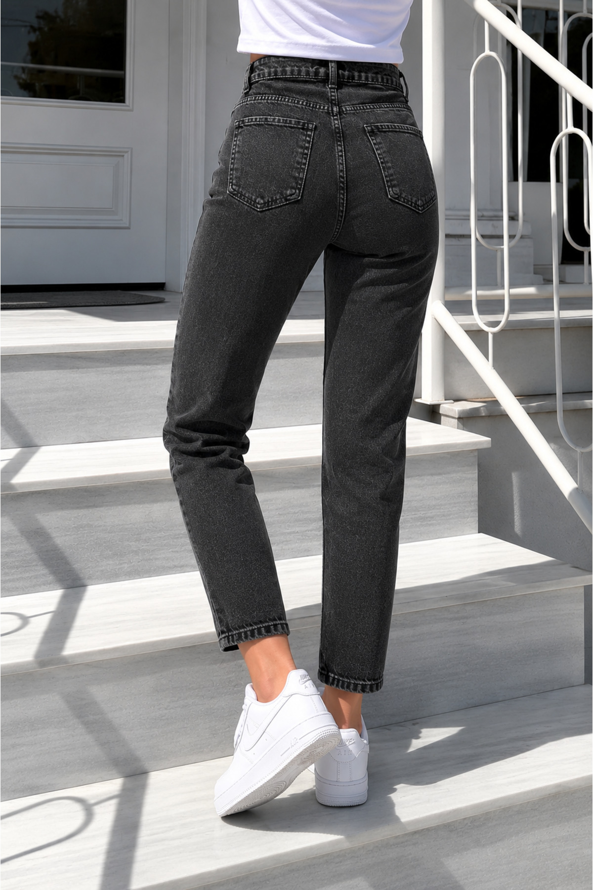 sion jeans Füme Boyfriend Mom Jean Siyah Karyıkama Yüksek Bel Günlük Giyim Rahat Kadın Kot Pantolon New Season 2026 görsel 3