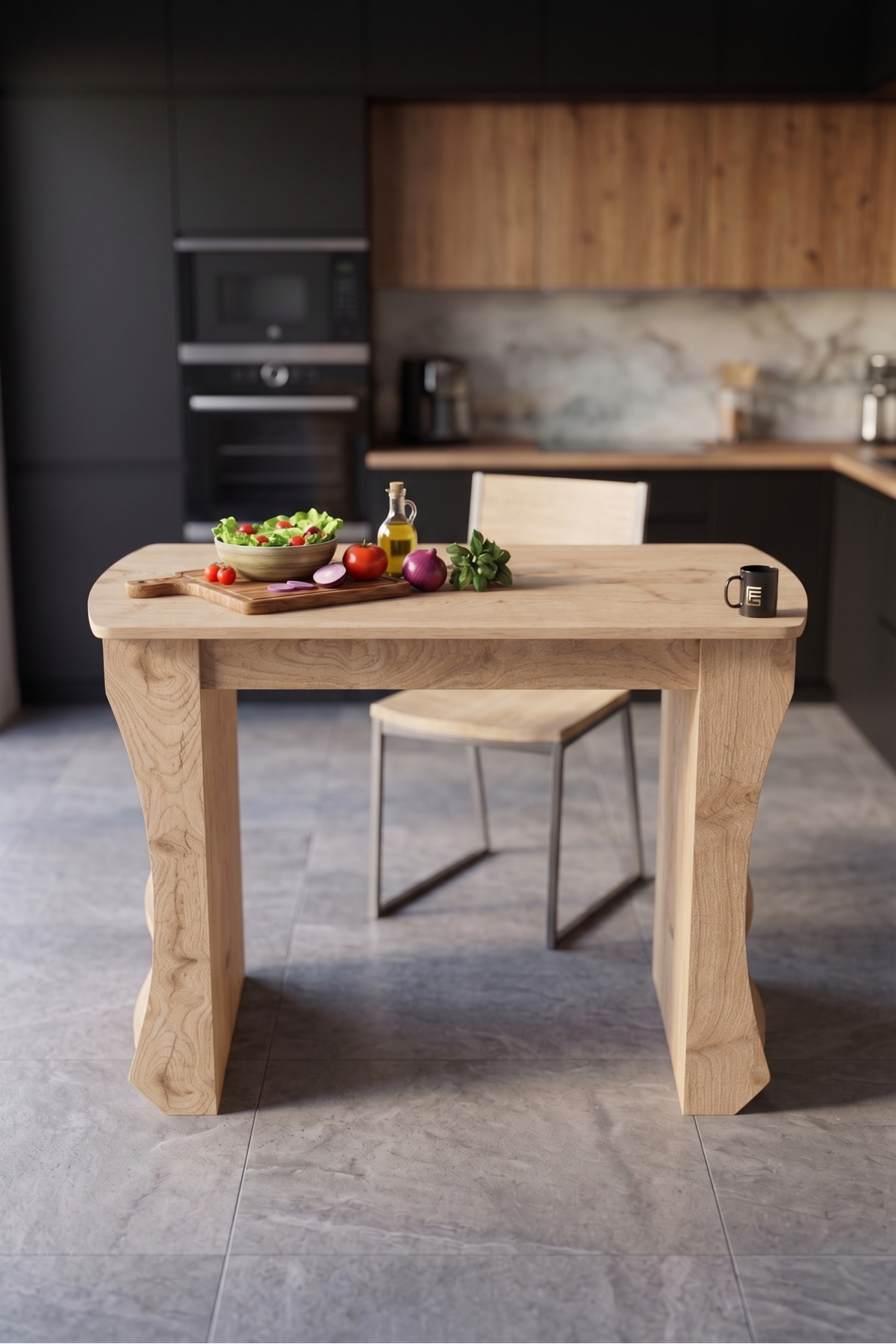 Mutfak Masası Mutfak Adası Ada Masa Bar Masası Kahvaltı Masası Raflı Çok Amaçlı Dolap Modern Masa 120x60 cm 9838 Sepet görsel 3