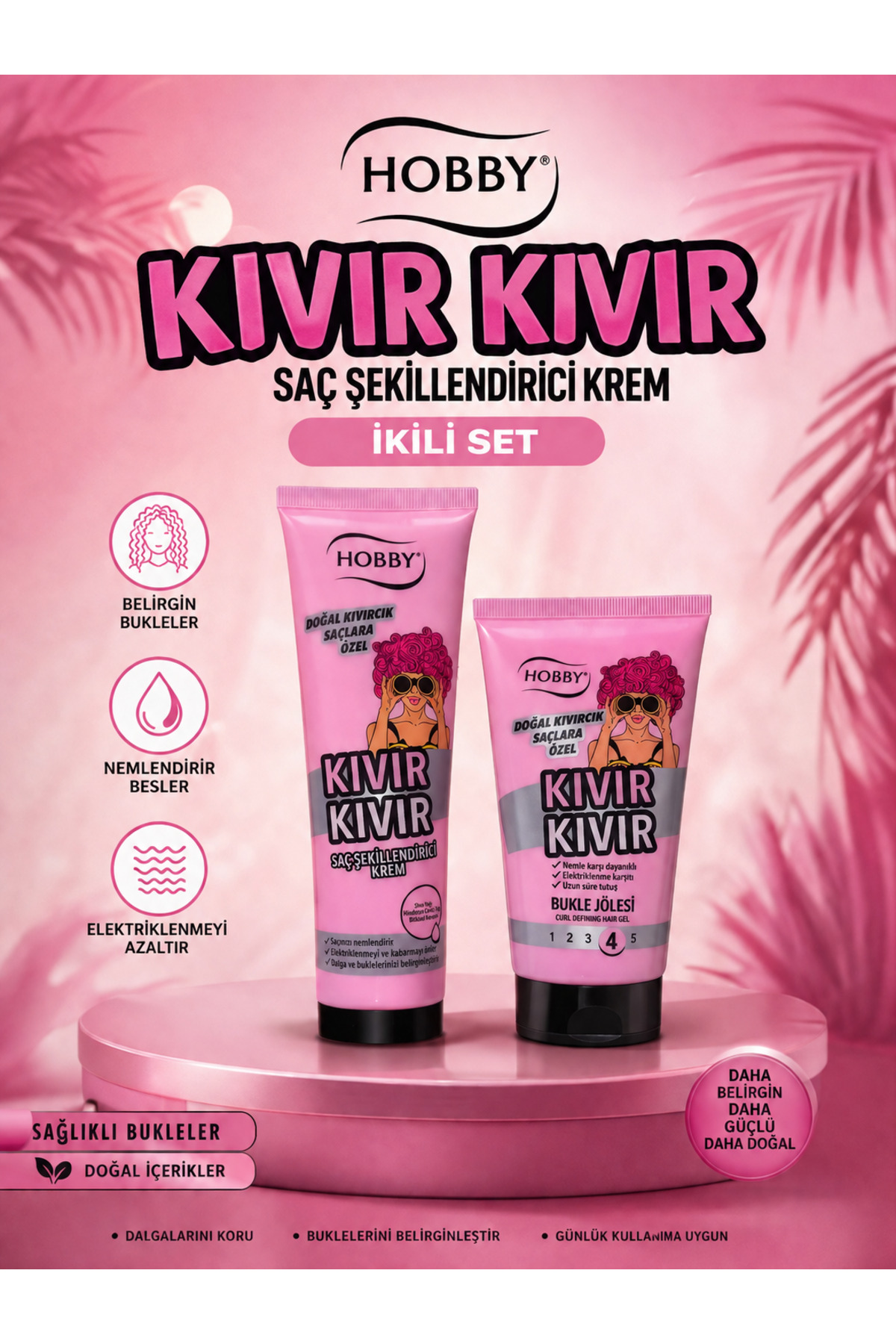Hobby Kıvırcık Saçlara Özel Şekillendirici İkili Set Jöle ve 7/24 Krem — NCF--Kıvırcık2Set