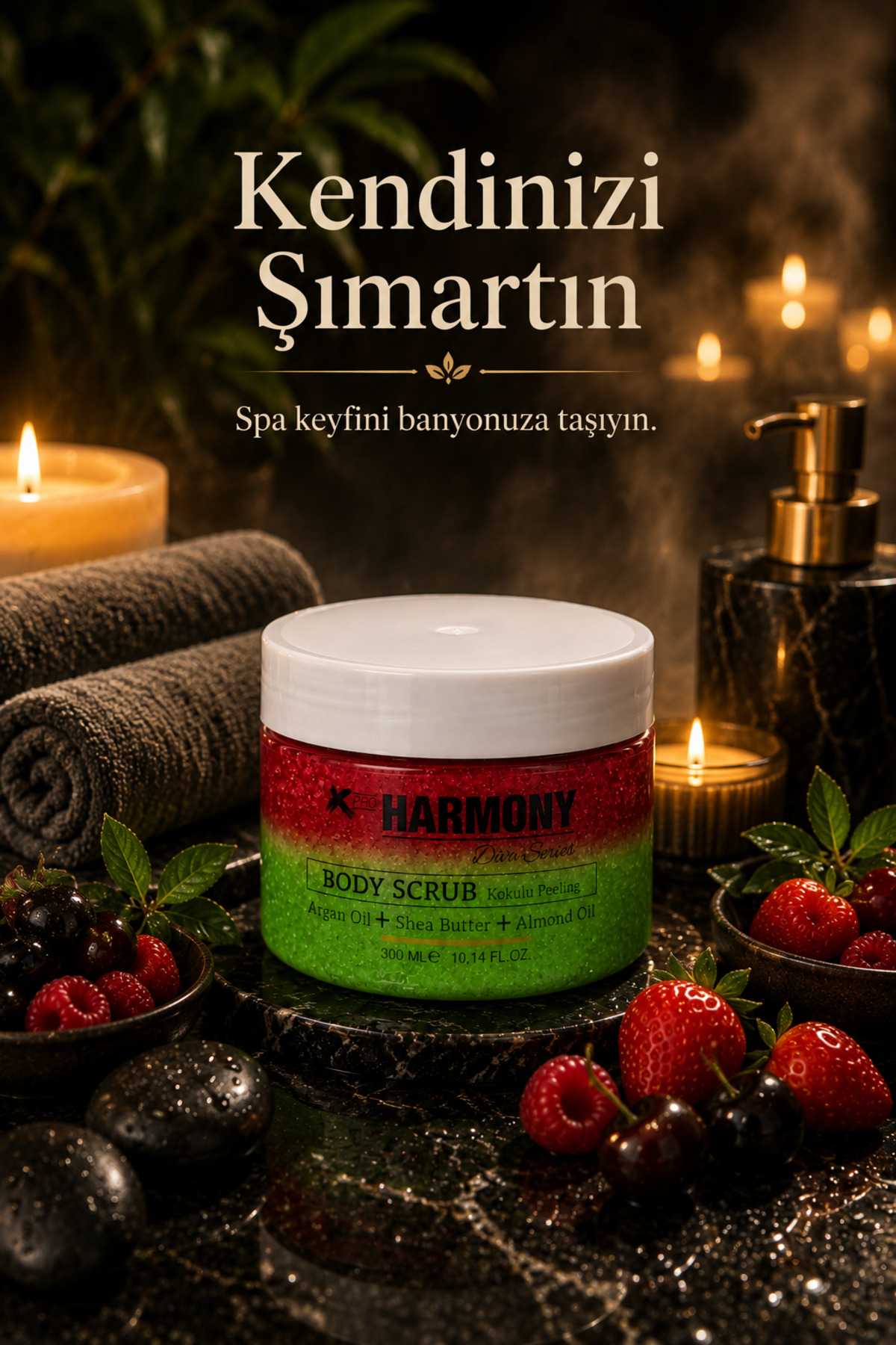 Forest Fruit Body Scrub 300 ml | Shea Butter + Argan Oil + Almond Oil İçeren Vücut Peelingi — PH-BS-FF-300 — تصویر 6 از 8