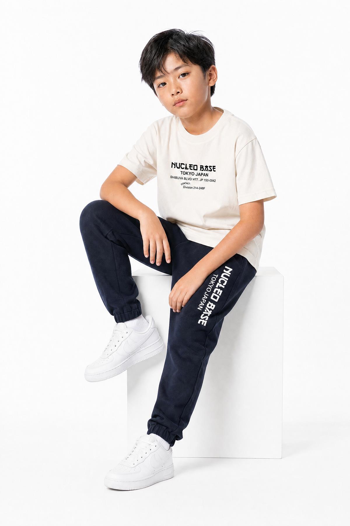 Perendi Boys' Nucleo Base Printed T-Shirt and Jogger Set