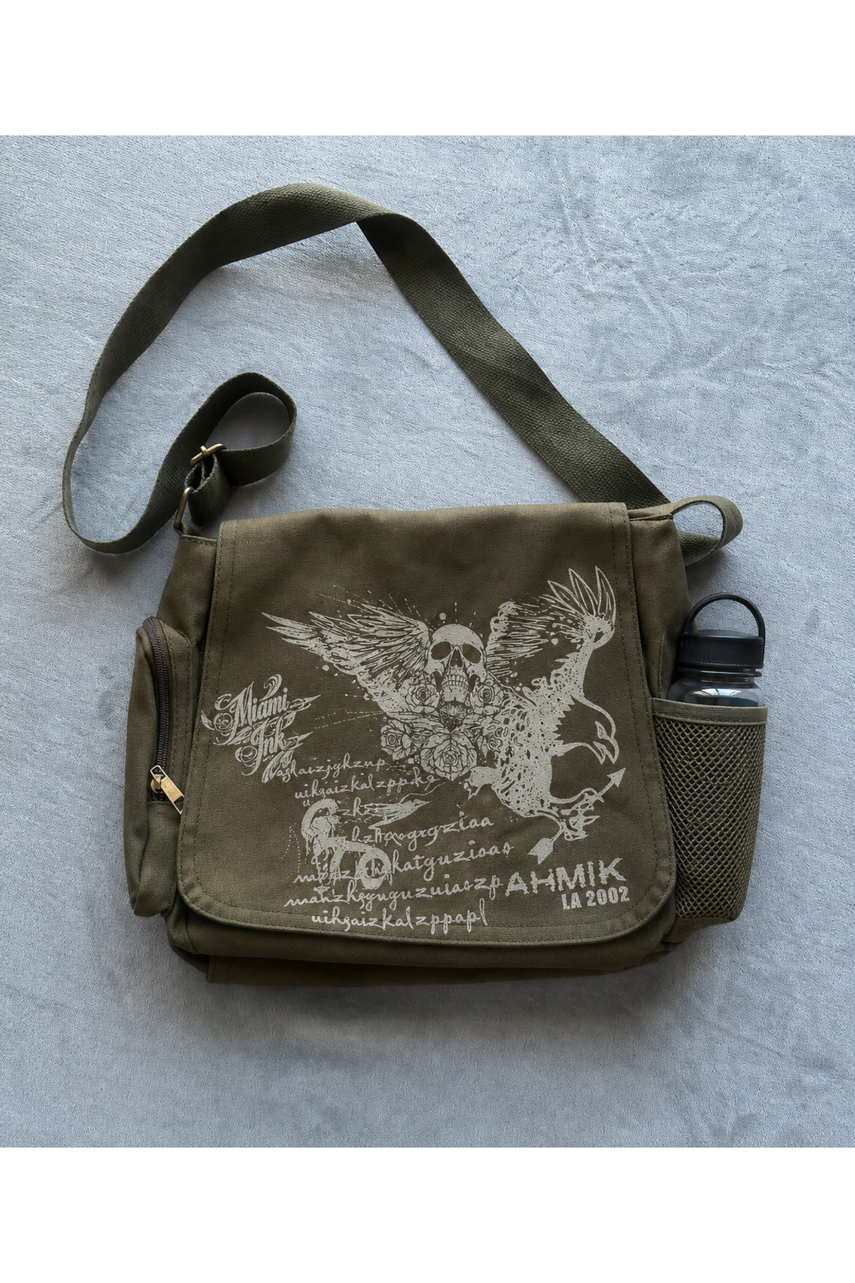 DEEFWEAR Waffle Baskılı Unisex Siyah Messenger Bag Hacimli Postacı Çanta/ Laptop Çantası/ Okul Çantası