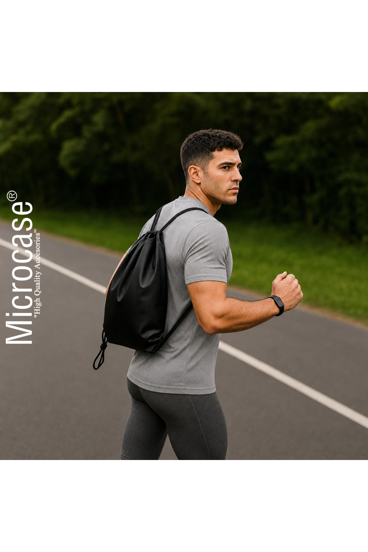 Microcase Su Geçirmez İpli Büzgülü Sırt Askılıklı Spor Çantası Gym Fitness Seyehat Hafif Kullanışlı Çanta 1 Adet AL5626 görsel 3