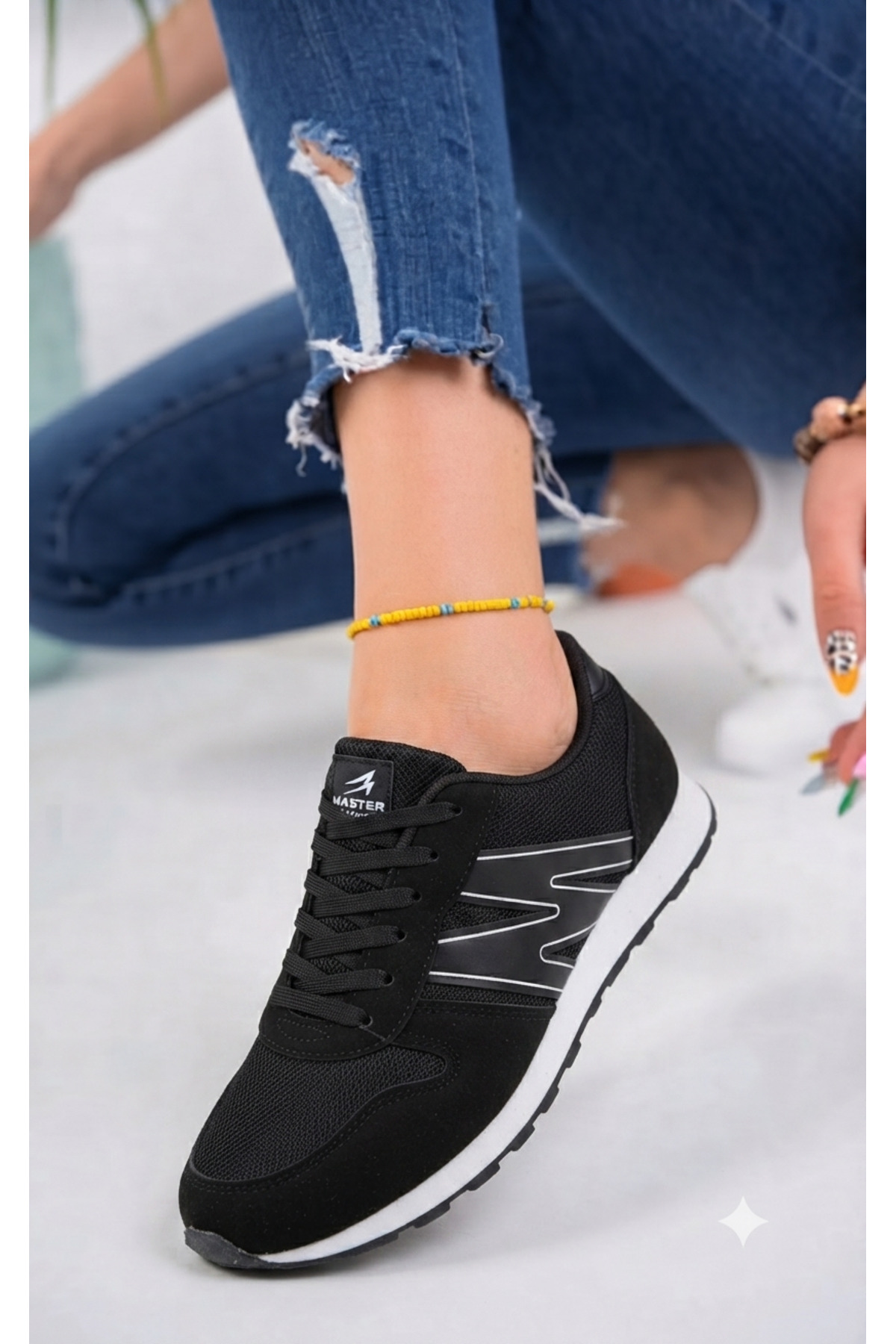 Dark Heel Women's Black and White Daily Lace-Up Casual Comfortable Sole Sneaker Comfortable Soft Stylish Walking Sports Shoes