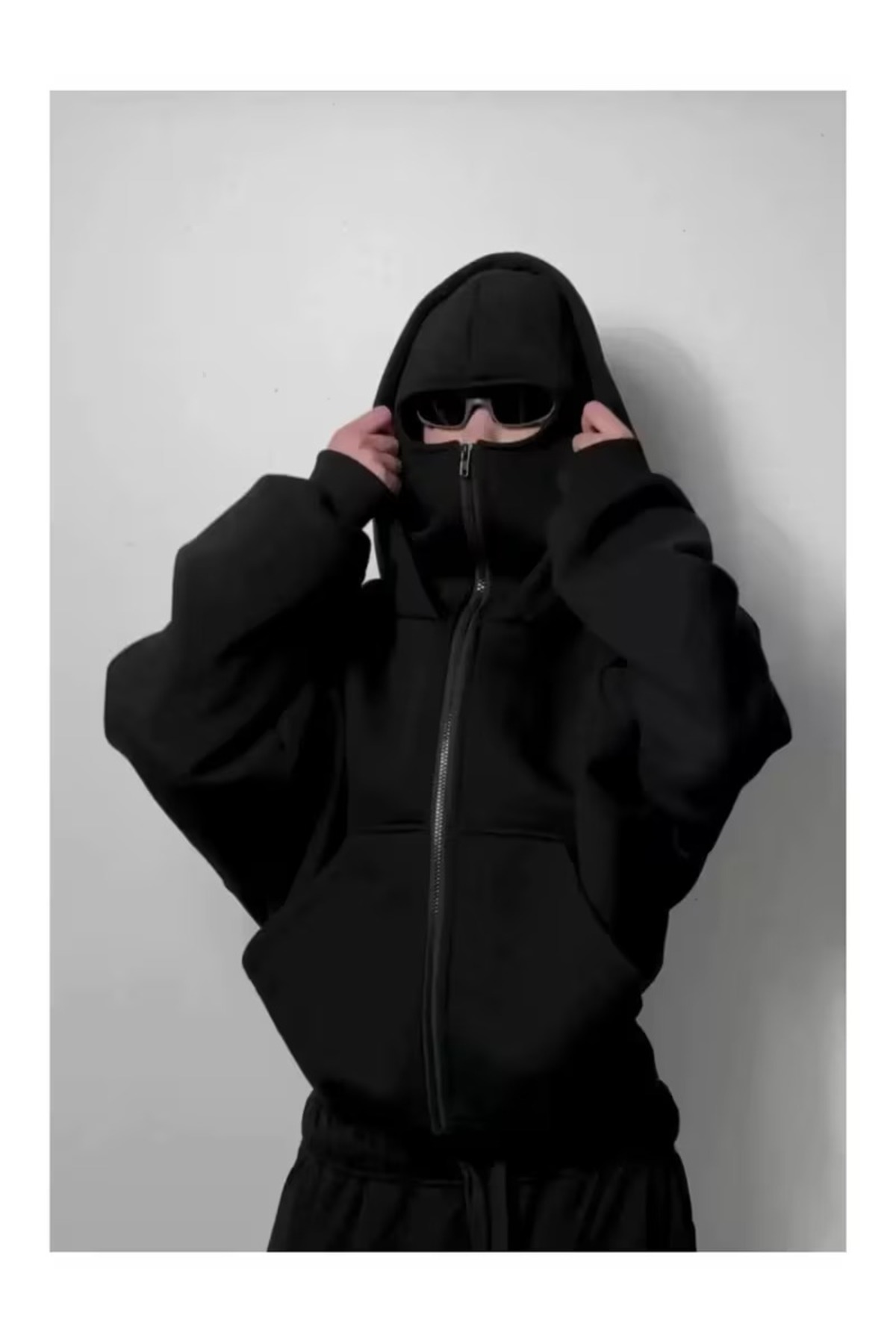 AZIZI TEKSTIL Kar Maskeli Ninja Unisex Sweatshirt Hırka 2iplik kalın polar görsel 3