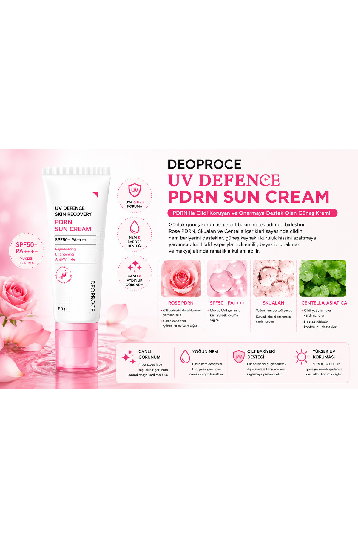 PDRN Güneş Kremi SPF50+ PA++++ Leke Karşıtı & Bariyer Güçlendirici 50 g — 8809975196020 — تصویر 2 از 3