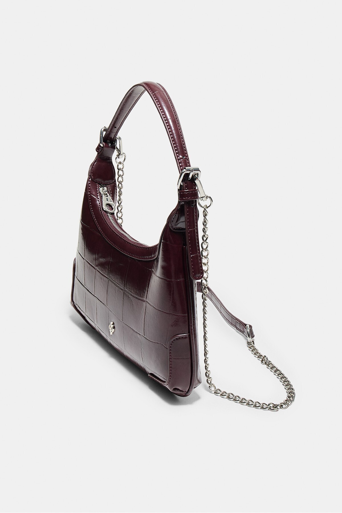 Stradivarius Timsah deseni görünümlü zincirli mini omuz çantası görsel 3