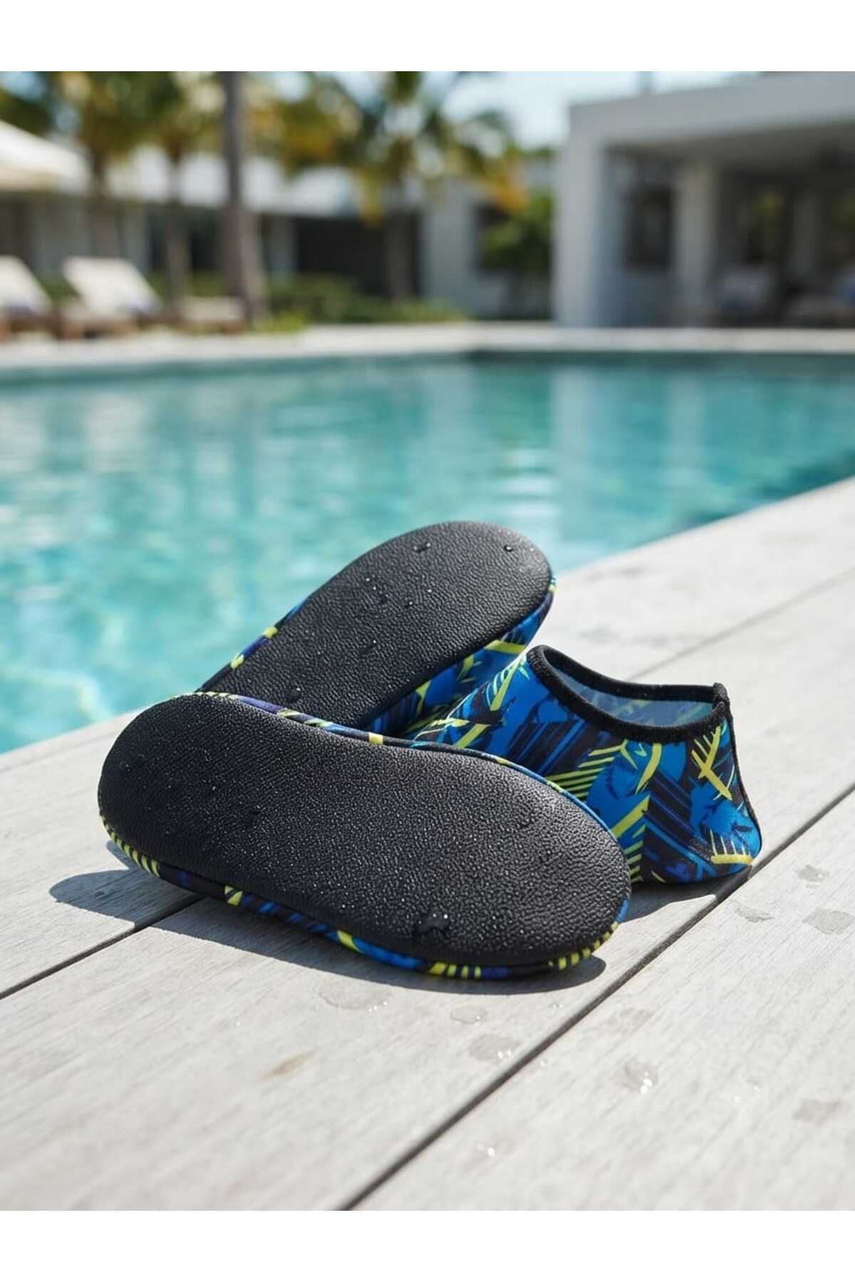 LAL's Erkek Deniz ve Havuz Ayakkabısı Kaydırmaz Aqua Shoes Hızlı Kuruyan Plaj Su Ayakkabısı Desenli görsel 3