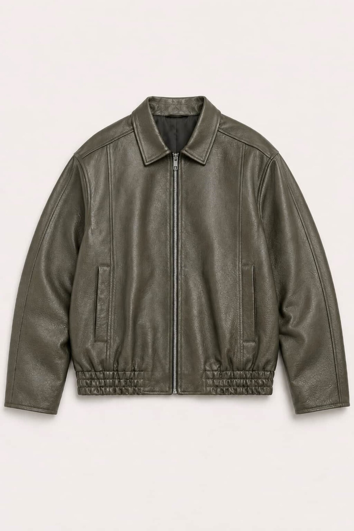OHM OHEPMODA Oversize Rahat Kalıp Lastikli Erkek Deri Ceket görsel 5
