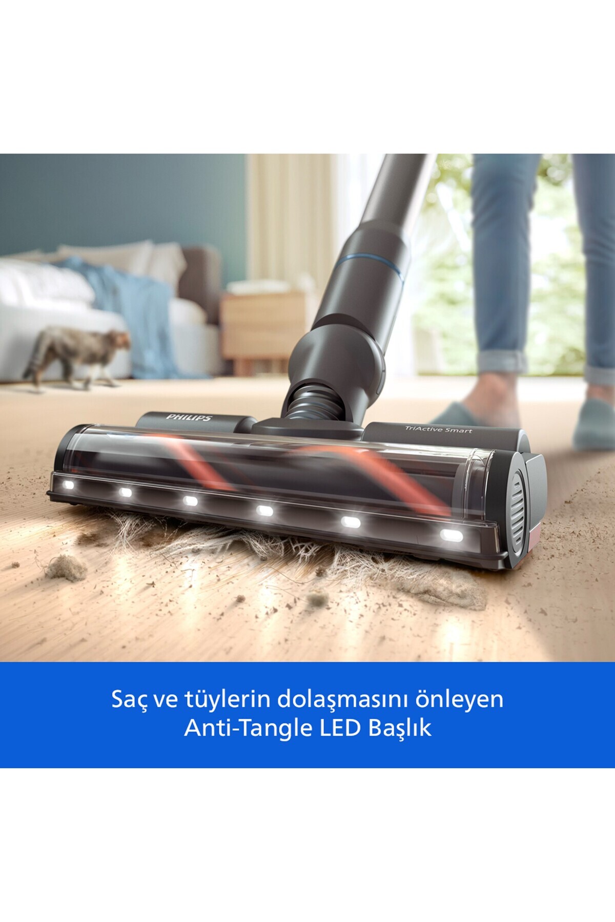 جاروبرقی بی‌سیم 8000 سری، قدرت مکش 360 درجه، سری LED، تا 80 دقیقه استفاده، مدل XC8156/10