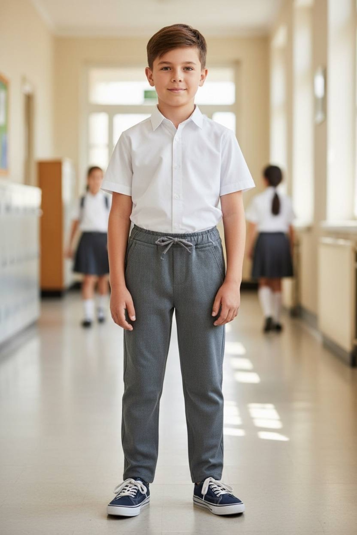 ASL GOLF CLUB Boys' School Trousers, Elastic Waist, Lycra Polyviscon Fabric, Classic Cut, Flexible and Comfortable School Uniform