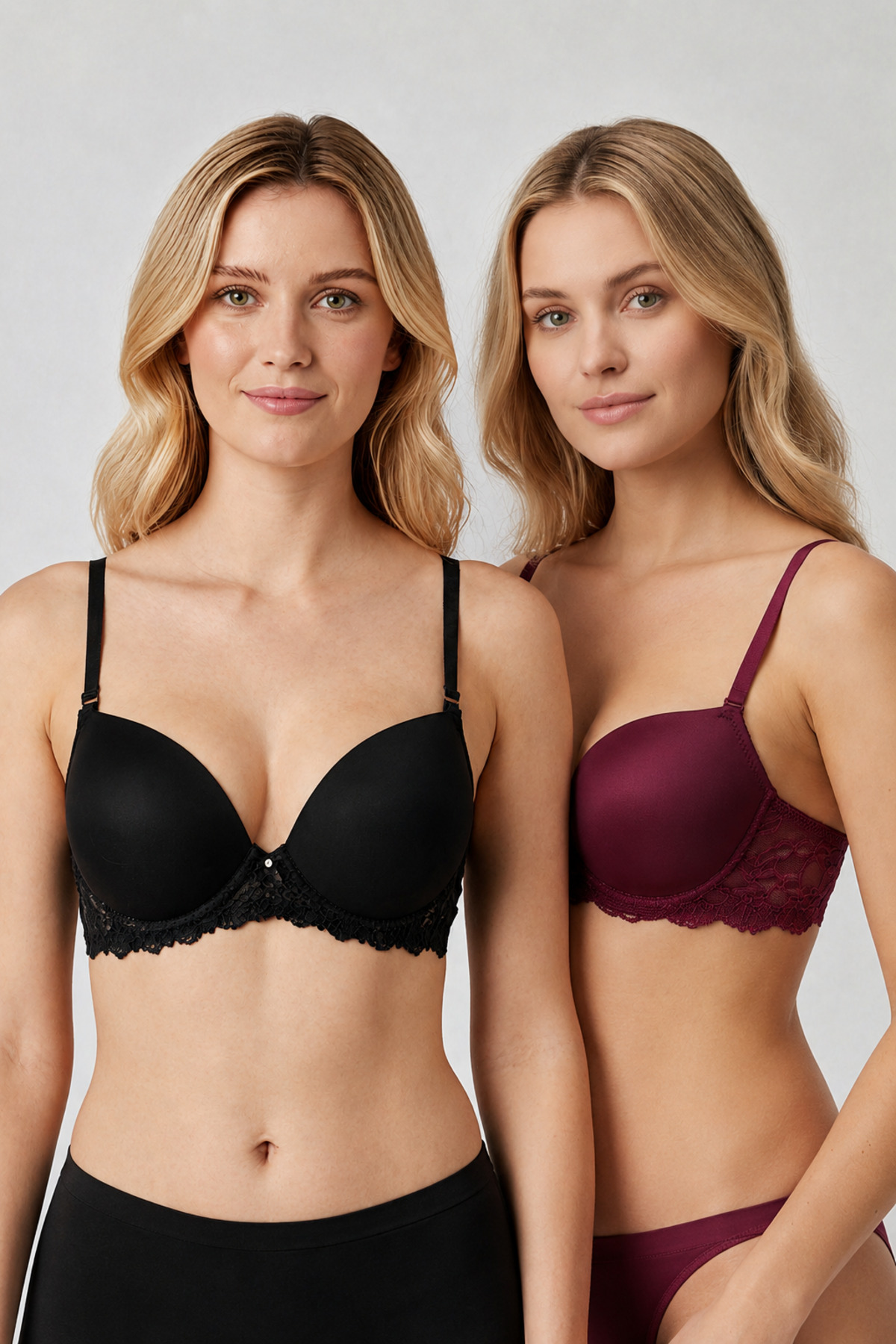 Pierre Cardin Kadın 6211 2'li Ekonomik Paket Push Up Destekli Sütyen - Çıkarılabilir Askılı, Micro Kumaş Kaplı, Dantel Detaylı