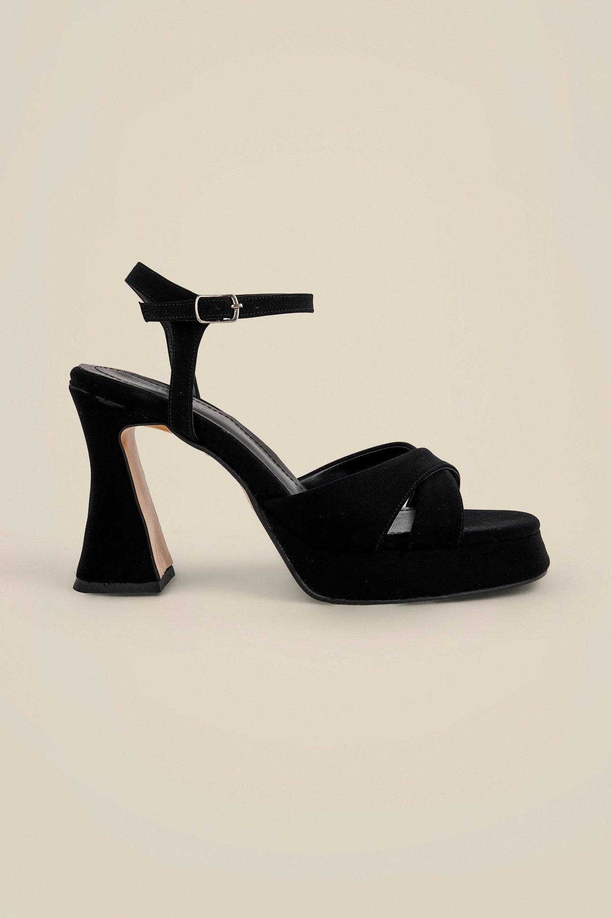 ELOSY SHOES Aden Siyah Süet Platform Topuklu Ayakkabı görsel 4
