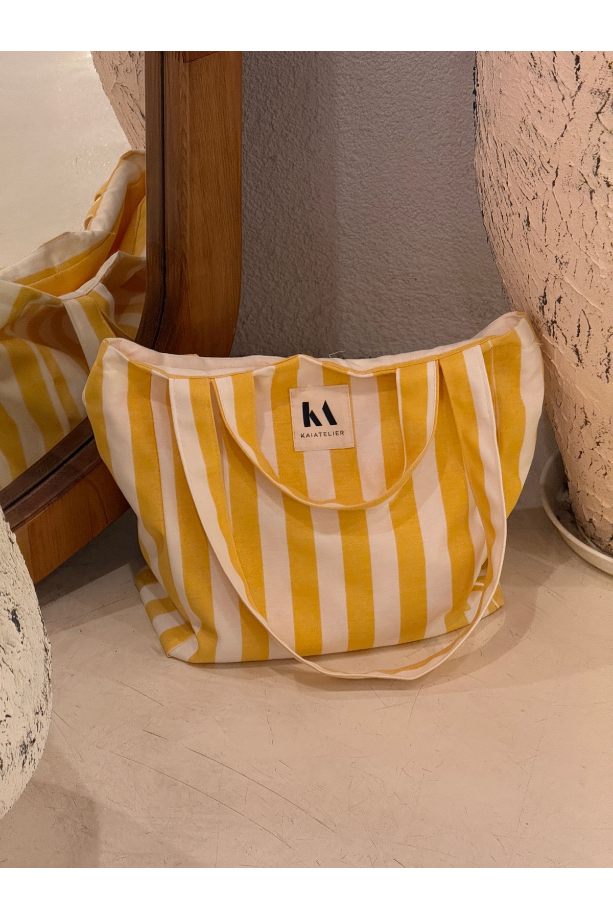 KaiAtelier Lemonade Astarlı Çift Kulplu Shopper Çanta / Plaj Çantası görsel 6