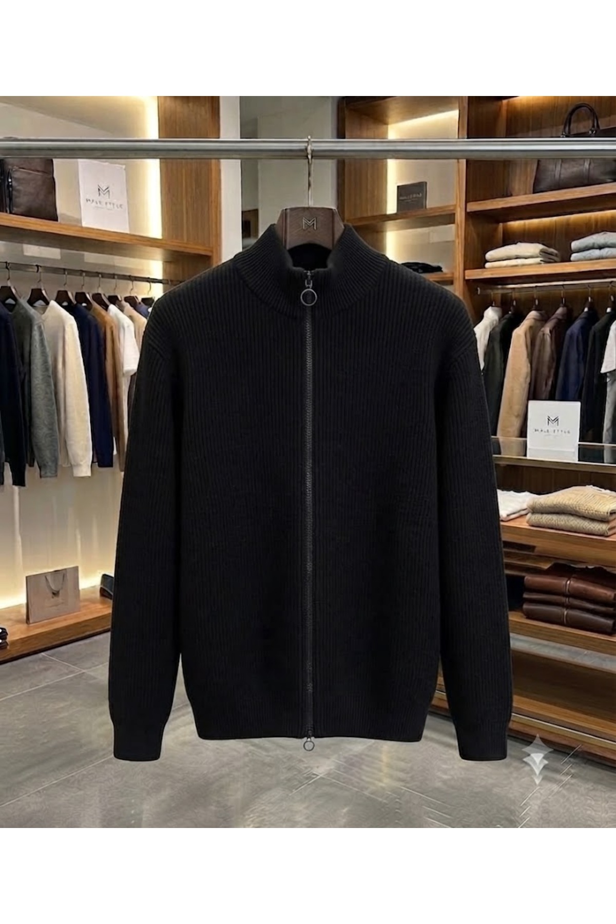 zs zaos fashion erkek tam fermuarlı dik yaka hırka kazak kalın kışlık % 100 pamuk balıkçı yaka basic triko