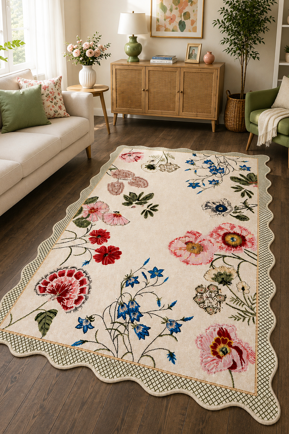 Chilai Home Alıse Makinede Yıkanabilir Kaymaz Taban Leke Tutmaz Dijital Salon Halısı Mutfak Halısı ve Yolluk