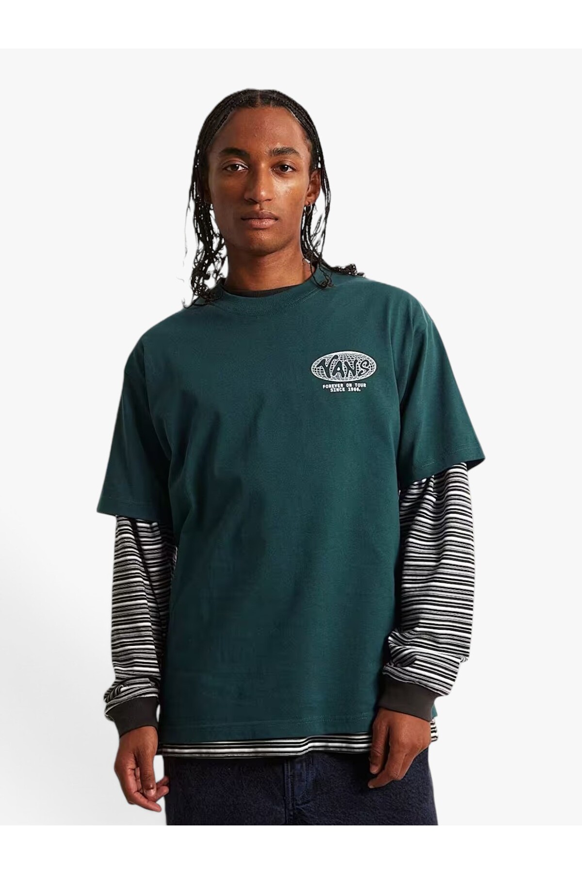 Vans WORLD TOUR LOOSE SS TEE Erkek Koyu Yeşil T-Shirt - VN000VY8