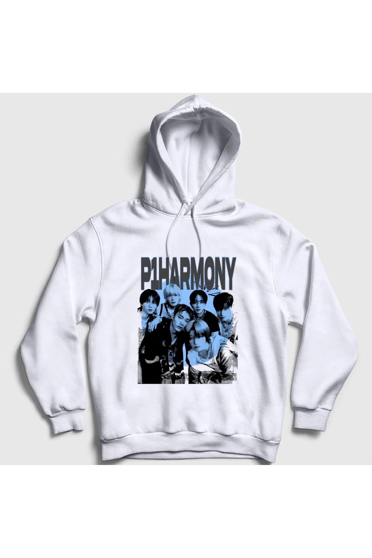 Presmono Unisex White Poster K-Pop P1Harmony Hooded Sweatshirt 620569Tt