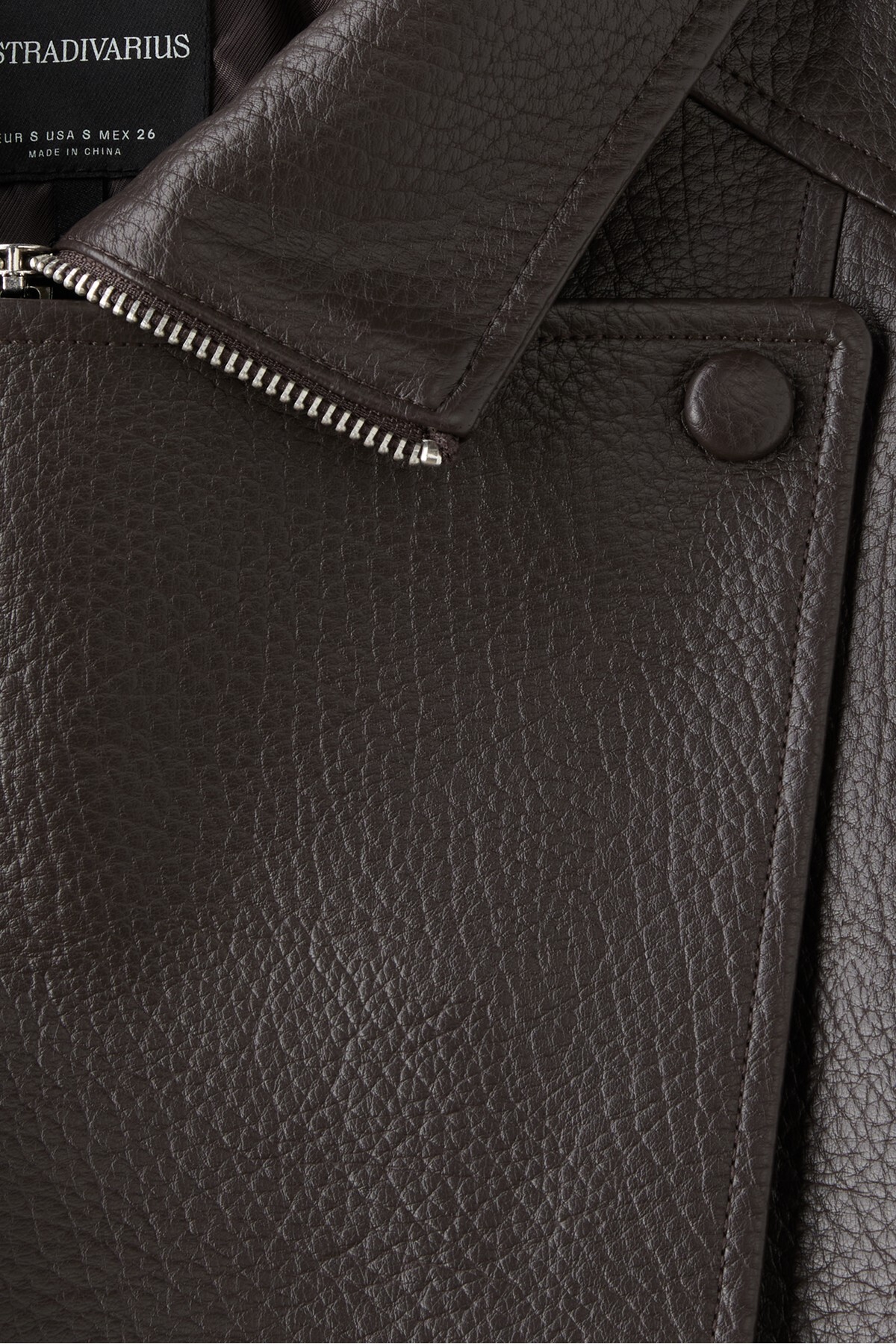 Stradivarius Oversize suni deri biker ceket görsel 8