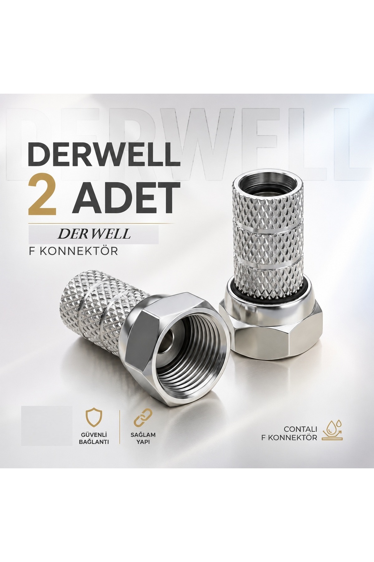 2 Adet Premium Vidalı RG6 F Konnektör - Siyah Contalı Yüksek Kaliteli Paslanmaz Uydu Anten Kablo Fişi Jak Aparatı - LNB, Çanak Anten ve Merkezi Sistem Uyumlu Kesintisiz HD Sinyal Koruyucu Başlık