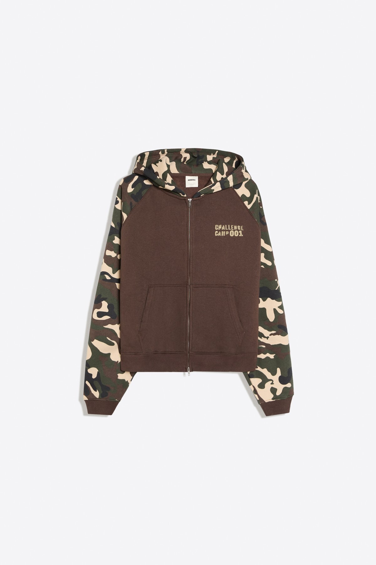 Baskılı reglan kollu kapüşonlu sweatshirt