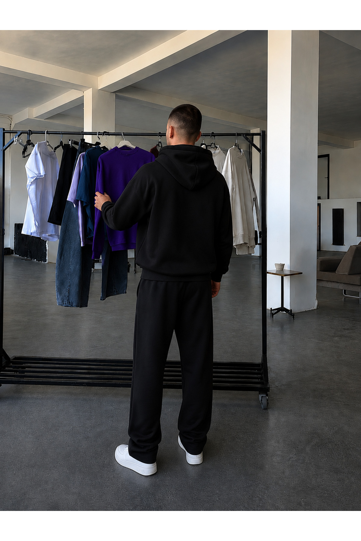 BARLİZ Erkek Fermuarlı Bol Paça Baggy Oversize İkili Eşofman Takımı görsel 2