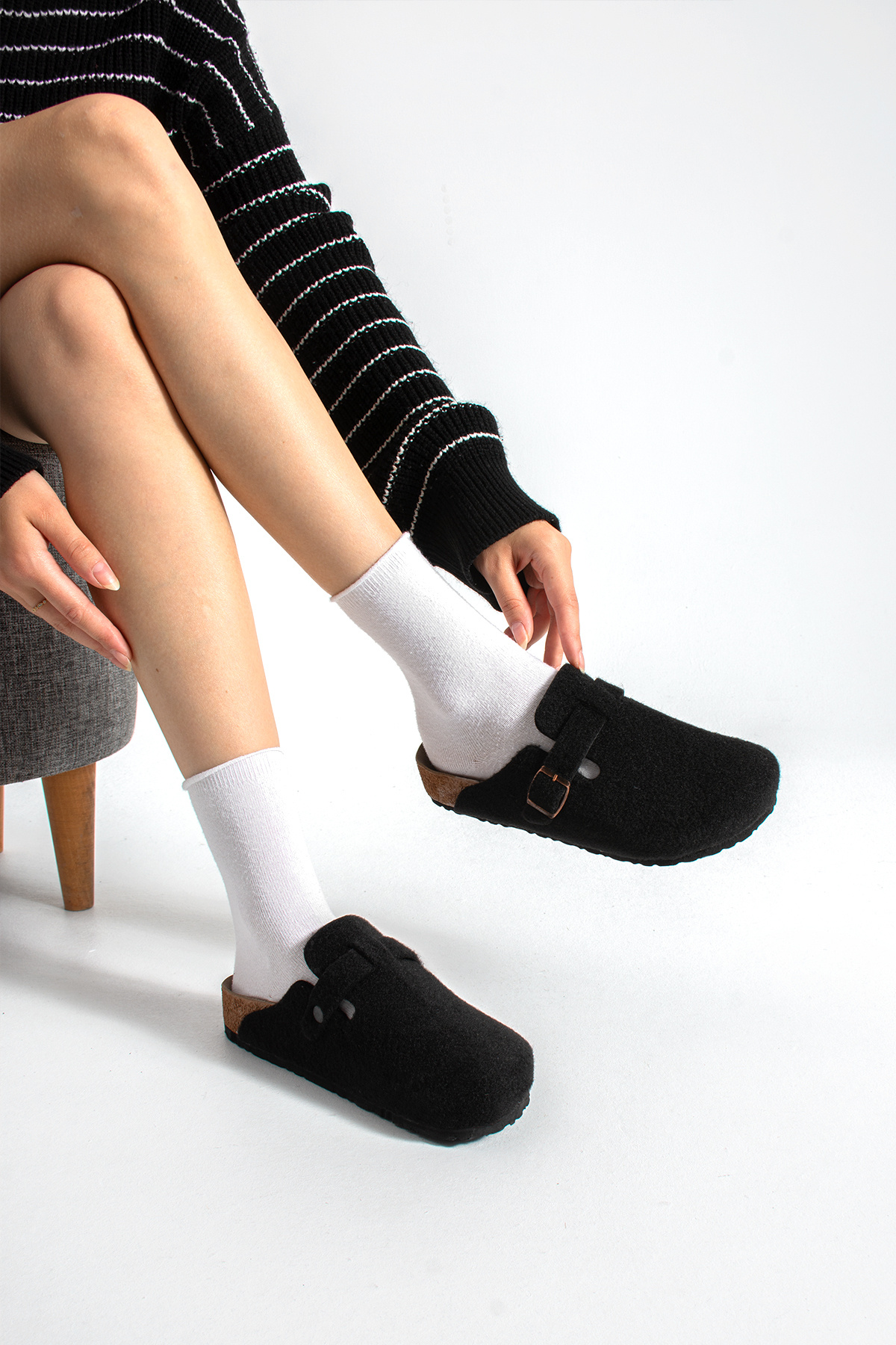 starmarj Unisex Keçe Terlik Konfor Modeli Kışlık Önü Kapalı Sabo Günlük Rahat Ev Terliği görsel 3