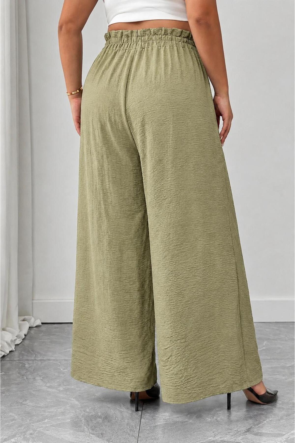 tuzu moda Büyük Beden Beli Lastikli Rahat Ayrobin Pantolon görsel 3