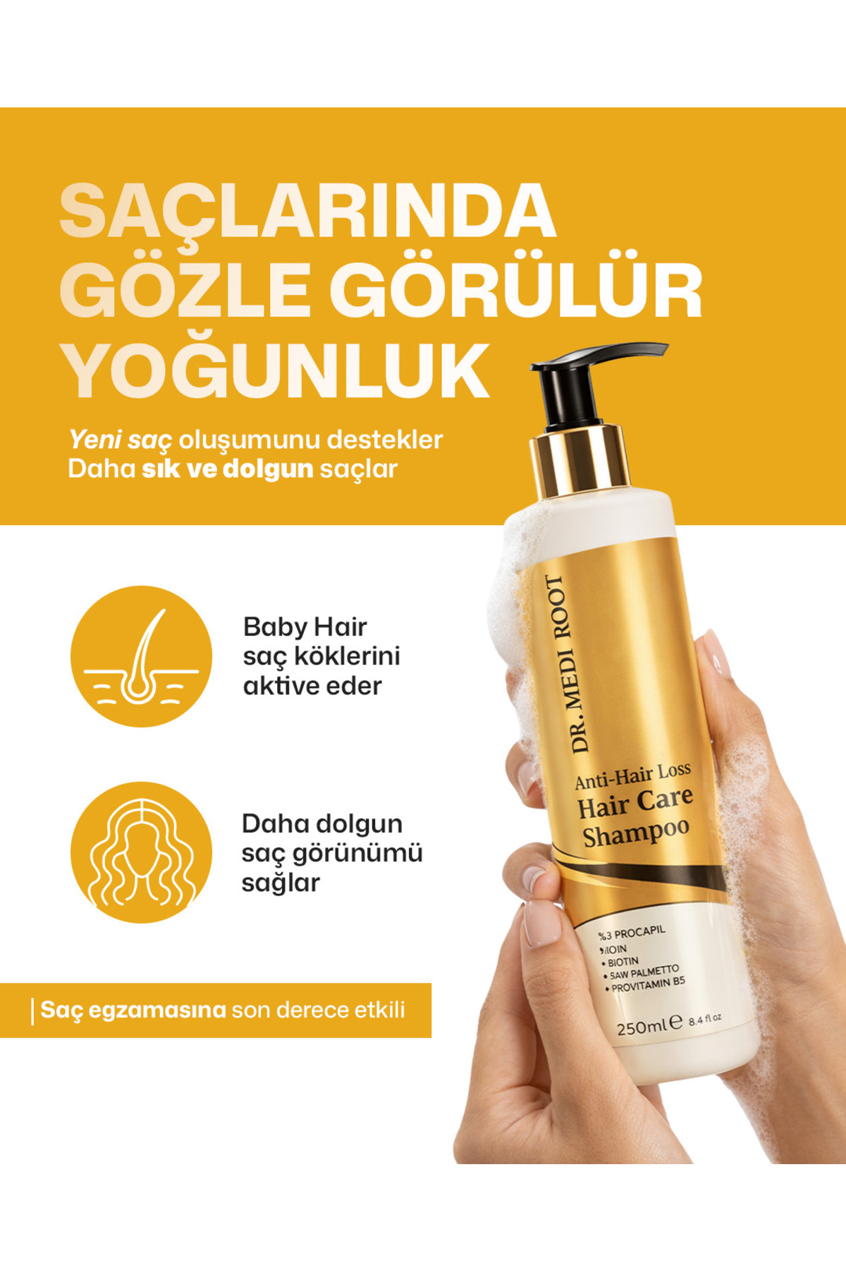Anti-Hair Loss Saç Bakım Seti Kök Destekleyici Şampuan & Sprey — Medi001 — تصویر 3 از 8