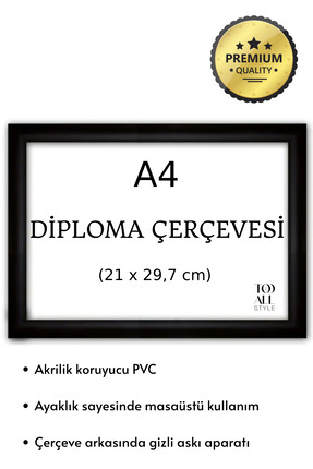 Tooall A4 Belge Uyumlu Ayaklı Diploma Çerçevesi Dekoratif Fotoğraf ve Resim İ...