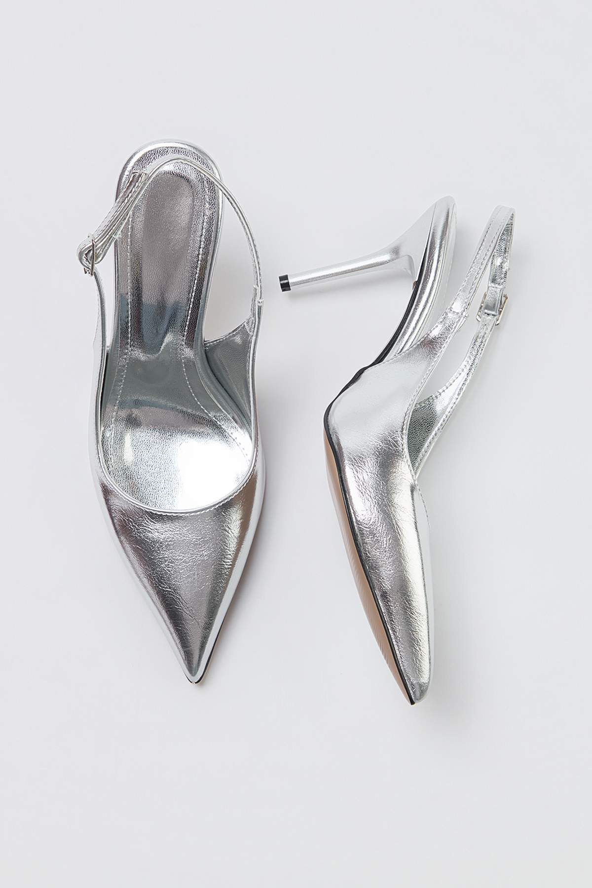 Trendyol Shoes Silver Premium Metallic 9 cm Women's Classic Heeled Shoes Takss26To00102