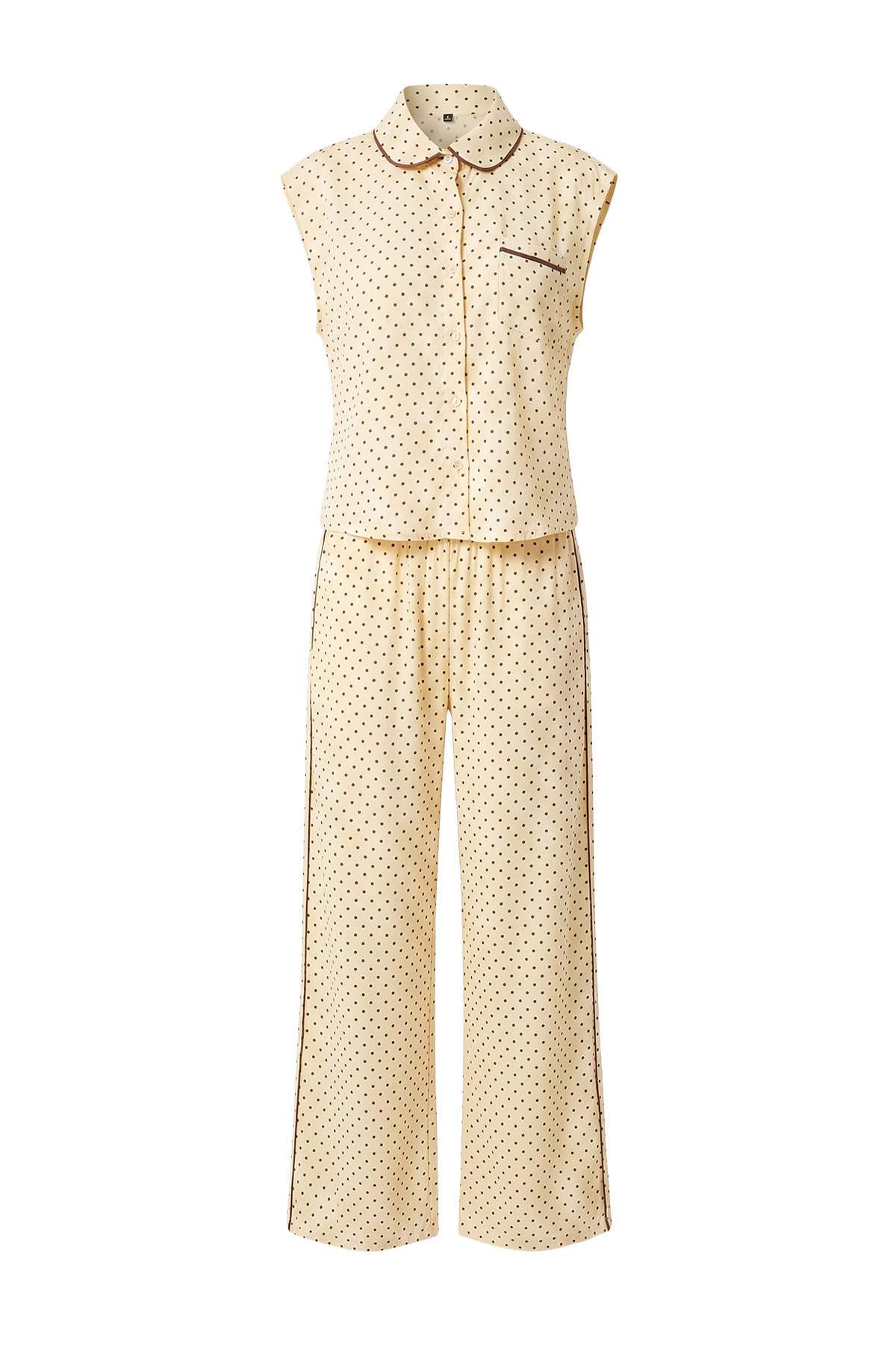 Trendyolmilla Sarı Düz Shally Dokuma Pijama Takımı THMAW27PT00058