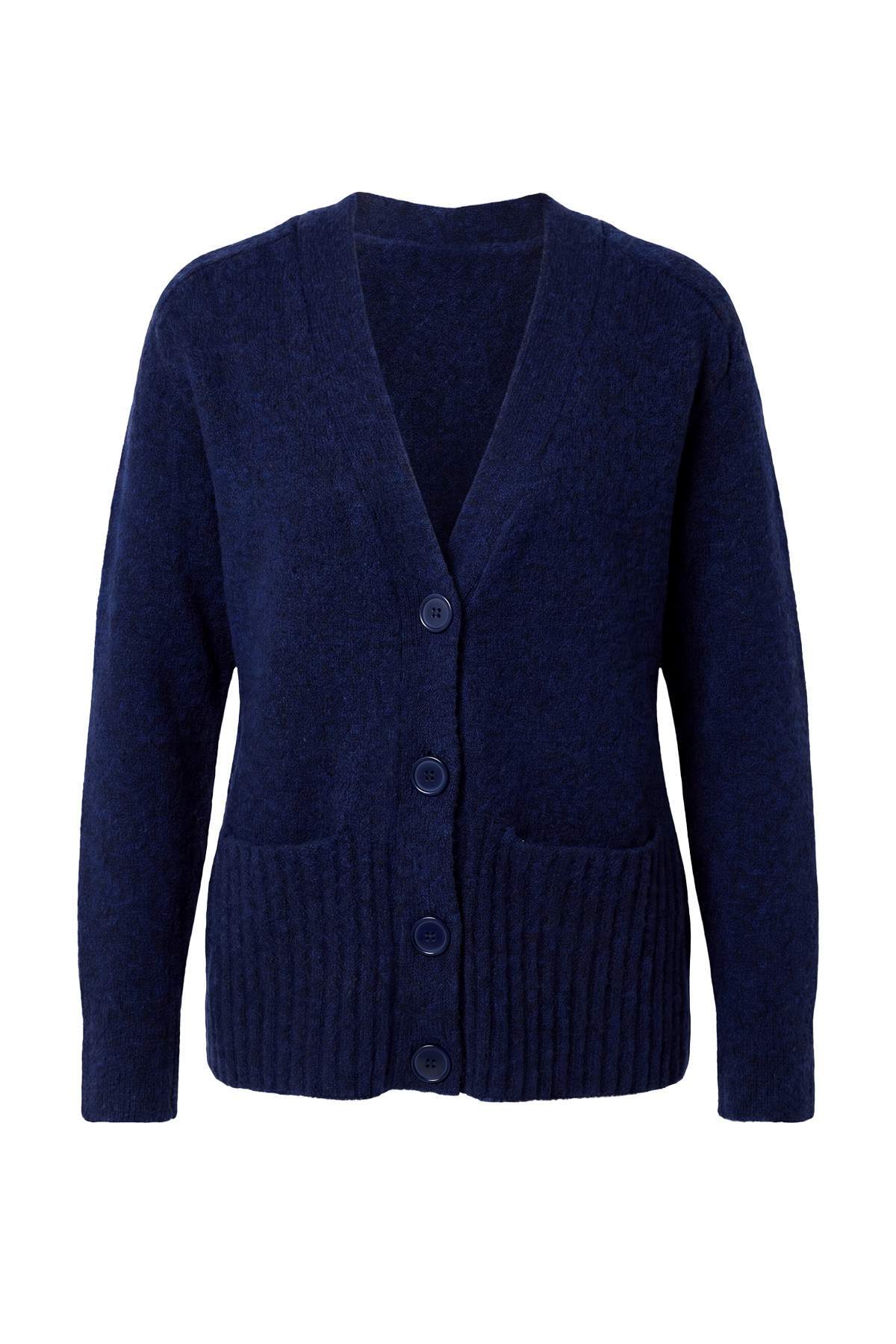 Trendyolmilla Wardrobe Essentials Lacivert Yumuşak Dokulu Basic Geniş Kalıp Özel Kalite Triko HırkaTWOAW27HI00090