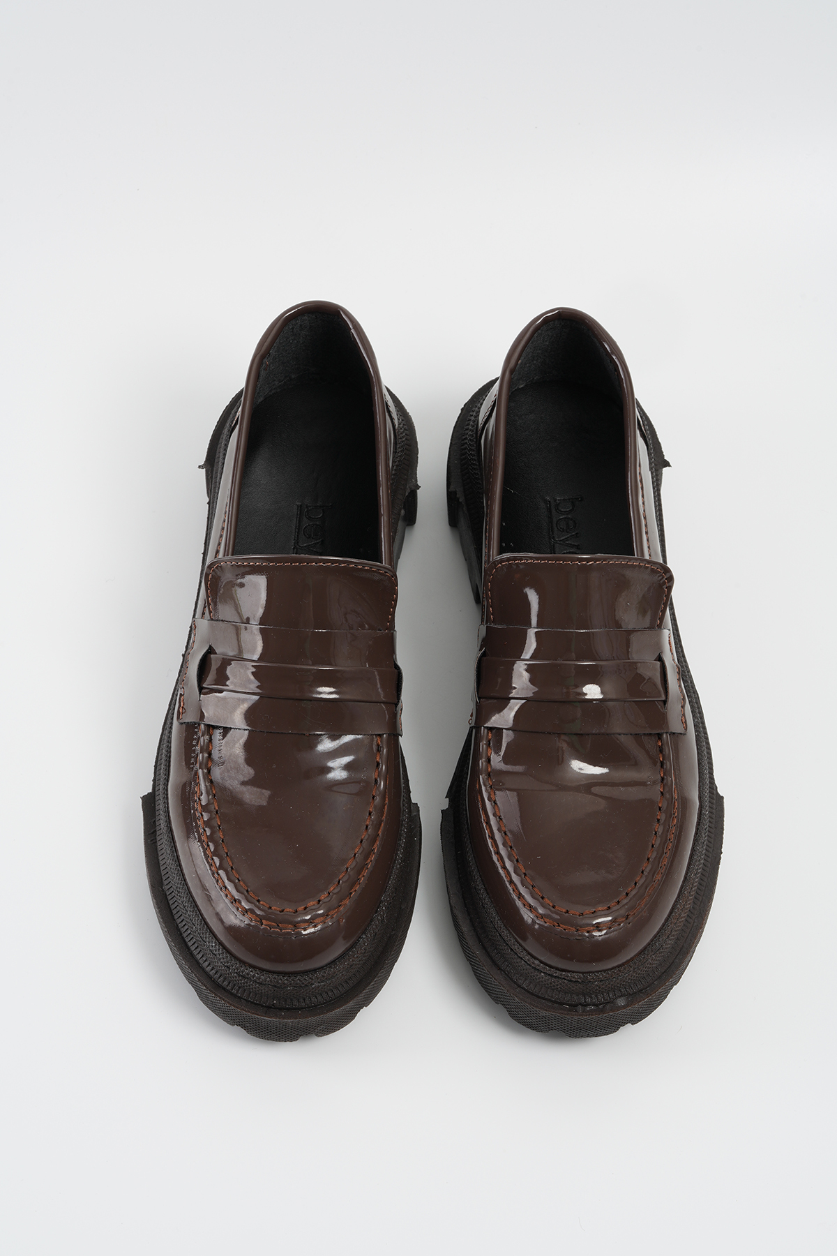 Beyond Kadın Kahverengi Rugan Corteko Kalın Taban Loafer Makosen Ayakkabı 4,5cm BYNDLFRK02 görsel 8