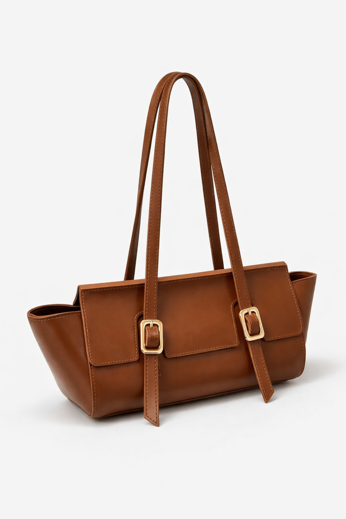 Tan Women Hand and Shoulder Bag Belt Detailed Stylish Design Daily Use Large Volume