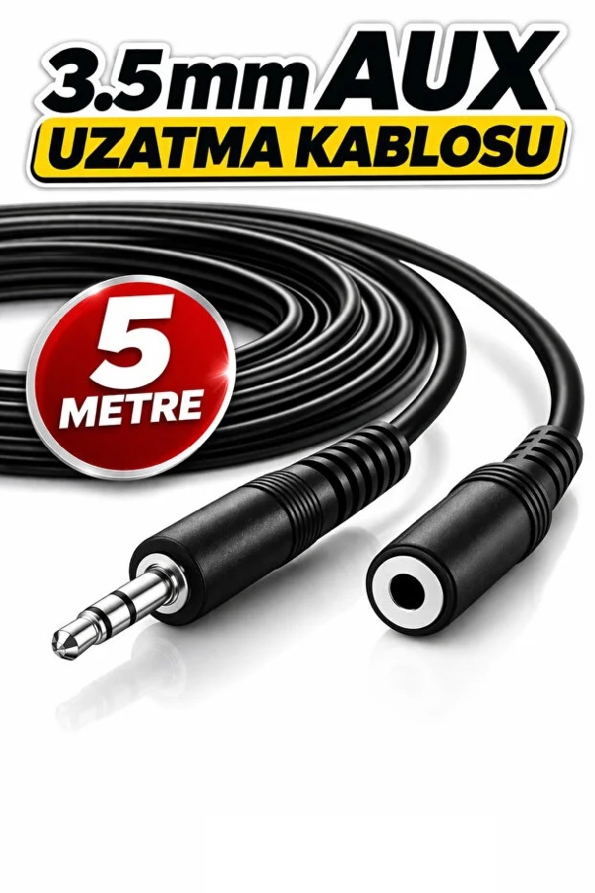 Yeni 2023 5 Metre 3.5mm Stereo Uzatma Kablosu Aux Extension Dişi Erkek 3.5mm Ses Kablosu
