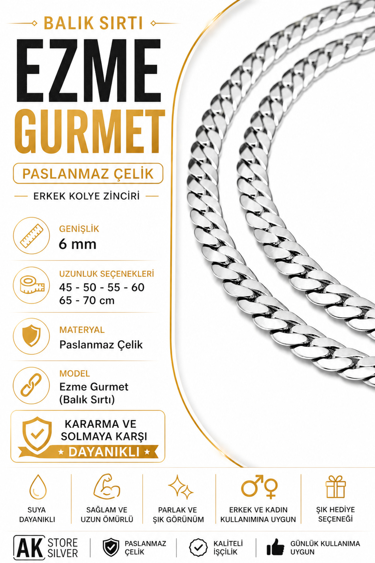 Silver Plated 316 L Stainless Steel Crushed Herringbone Gourmet Frequent Knitted Italian Model Chain Necklace 6mm