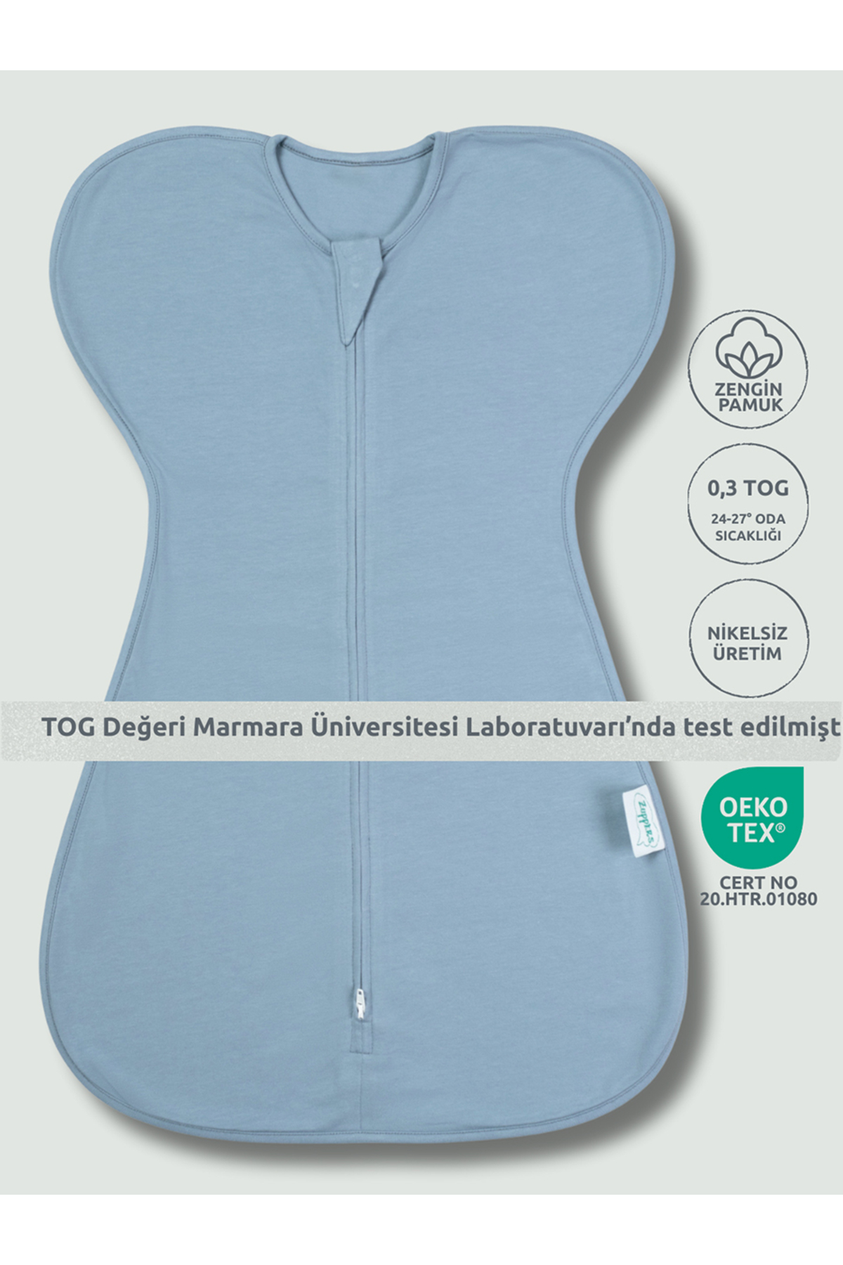Butterfly Swaddle Sleeping Bag - 0.3 tog - Ice Blue