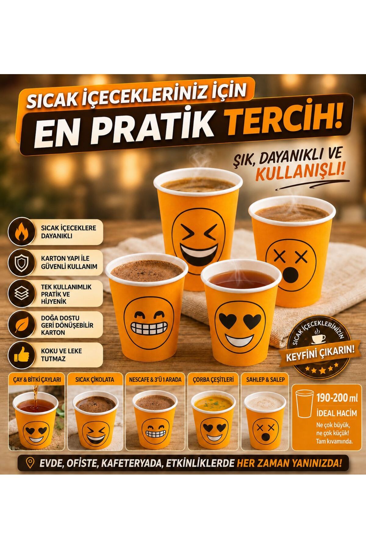 7 Oz Cardboard Cups 200 Pieces Mixed Smile Pattern