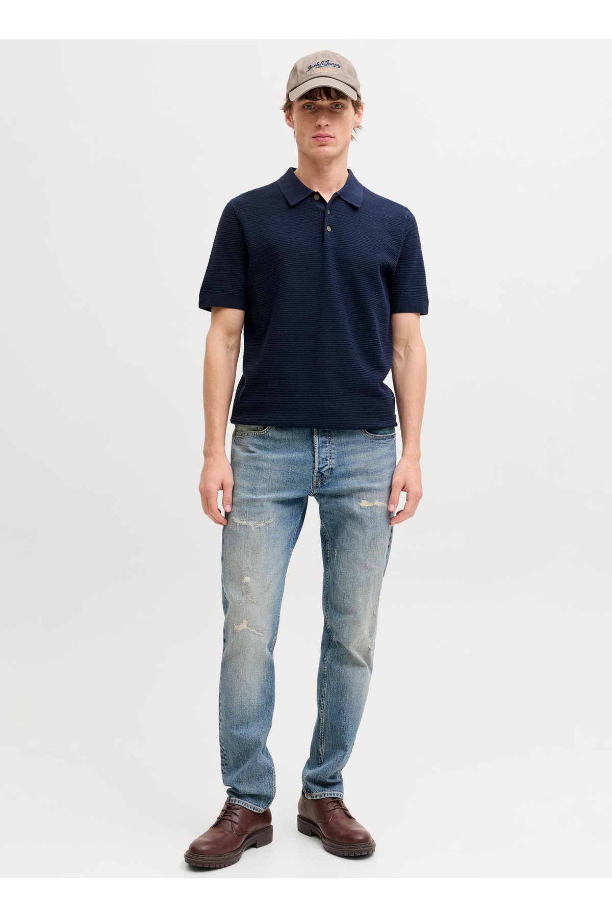 پلیور بافتنی مردانه سرمه‌ای کد ۱۲۲۹۲۰۳۴ JPRBLURILEY KNIT POLO SN جک اند جونز پلیور Jack & Jones