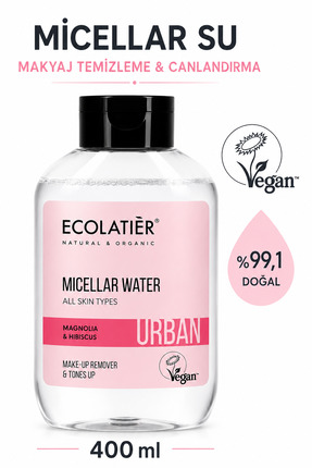 ECOLATIER Makyaj Temizleme Micellar Suyu Nemlendirici % 99 Doğal Tüm Ciltler ...
