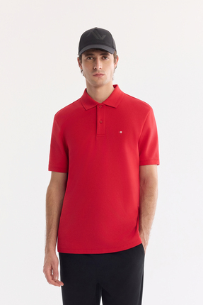 Avva Erkek Kırmızı Kıvrılmaz Polo Yaka %100 Pamuk Basic Regular Fit T-Shirt B...