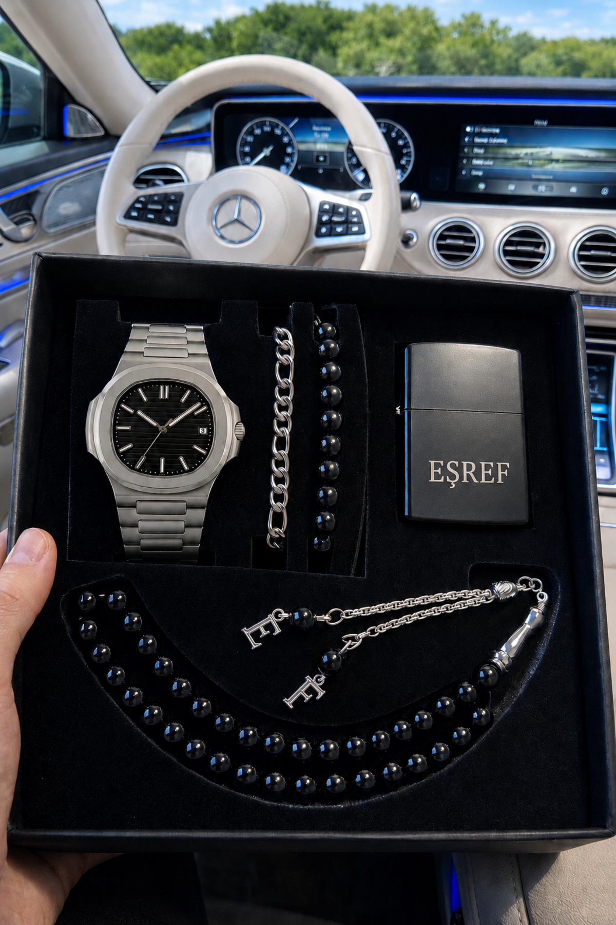 Men's Waterproof Calendar Valentine's Day Gift Eşref Single Watch Set