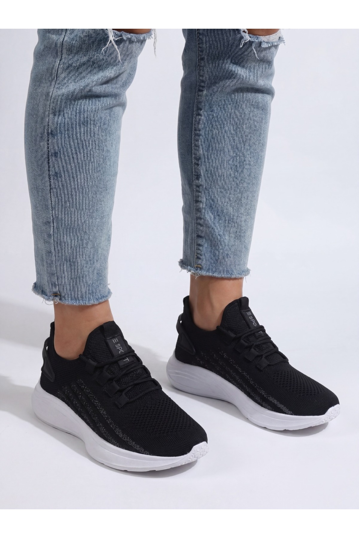 کفش ارتوپدی بافتنی سبک مشکی و سفید یونیسکس-015 — مشکی ESPORT-CONFORT — تصویر 5 از 9