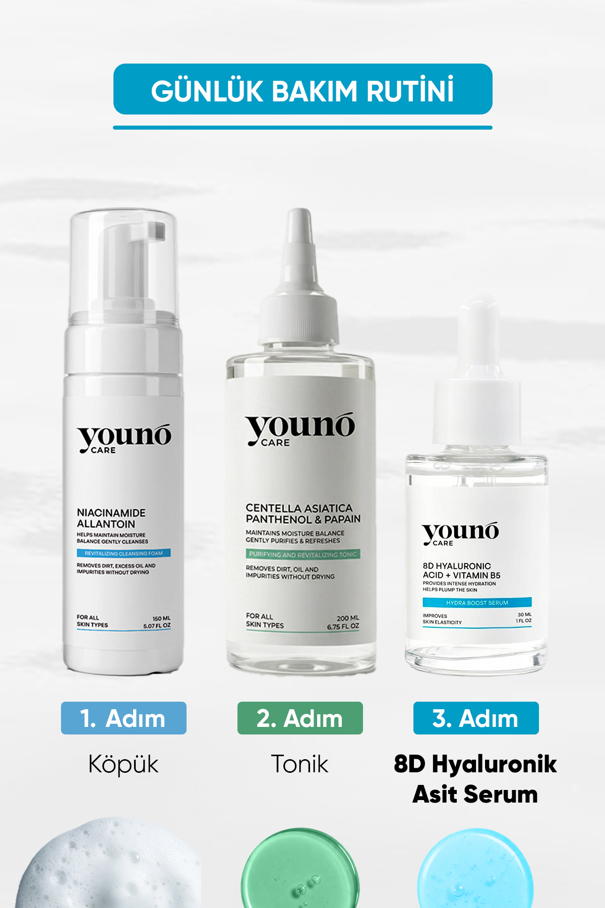 8D Hyaluronik Asit Serum 30 ml| Yoğun Nemlendirici Serum 18 Amino Asit, Beta-Glucan, Panthenol, Urea — YC-SKN-HBS-30 — تصویر 5 از 8